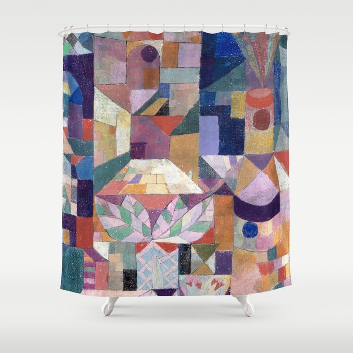 Blue Geometric Cubist Abstract Desin Shower Curtain Gallery Image 1