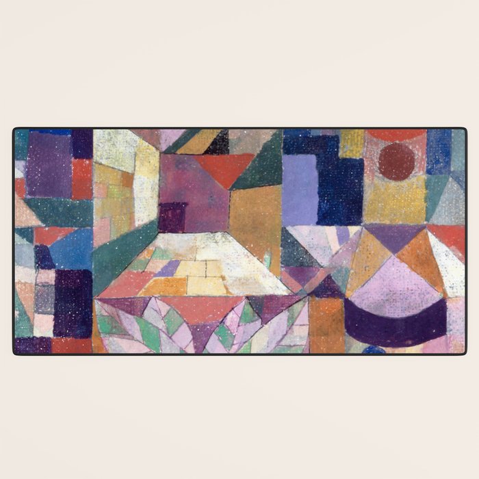 Blue Geometric Cubist Abstract Desin Desk Mat Gallery Image 3