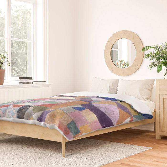 Blue Geometric Cubist Abstract Desin Duvet Cover Gallery Image 2