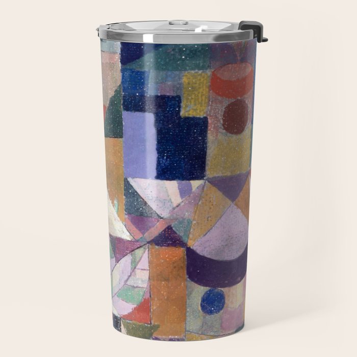 Blue Geometric Cubist Abstract Desin Travel Mug Gallery Image 2
