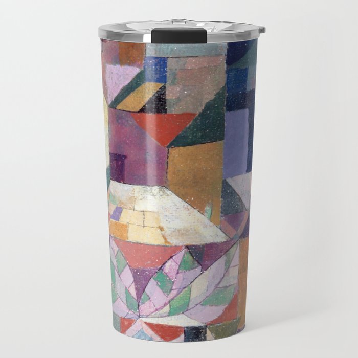 Blue Geometric Cubist Abstract Desin Travel Mug Gallery Image 1