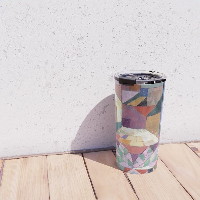 Blue Geometric Cubist Abstract Desin Travel Mug Gallery Image 4