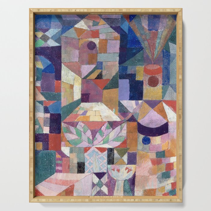 Blue Geometric Cubist Abstract Desin Serving Tray Gallery Image 1