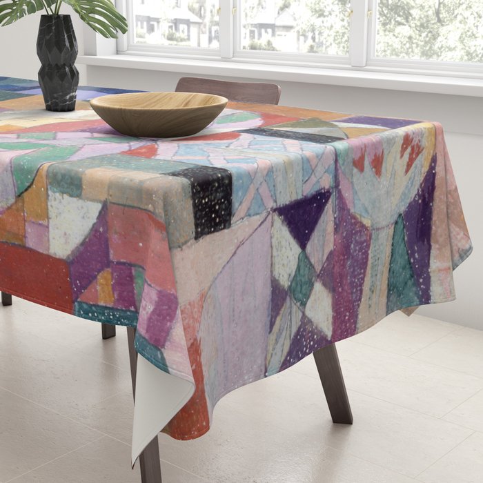 Blue Geometric Cubist Abstract Desin Tablecloth Gallery Image 3