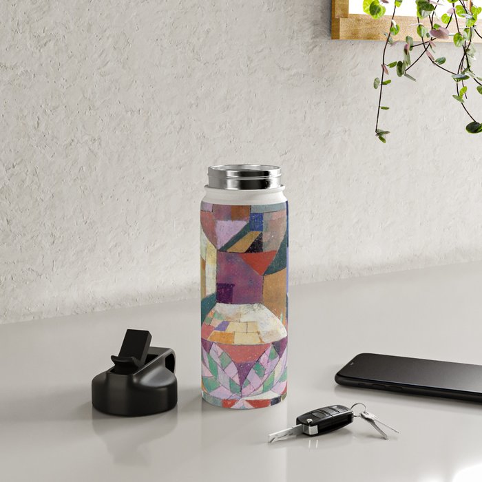 Blue Geometric Cubist Abstract Desin Water Bottle Gallery Image 4
