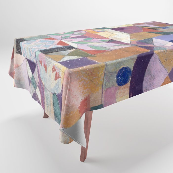 Blue Geometric Cubist Abstract Desin Tablecloth Gallery Image 1