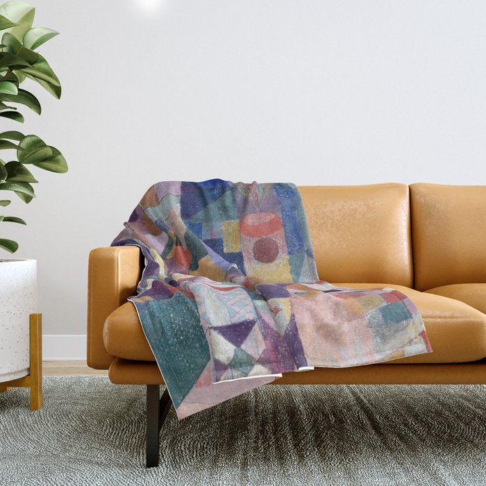 Blue Geometric Cubist Abstract Desin Throw Blanket Gallery Image 1