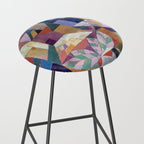 Blue Geometric Cubist Abstract Desin Stool Gallery Image 2