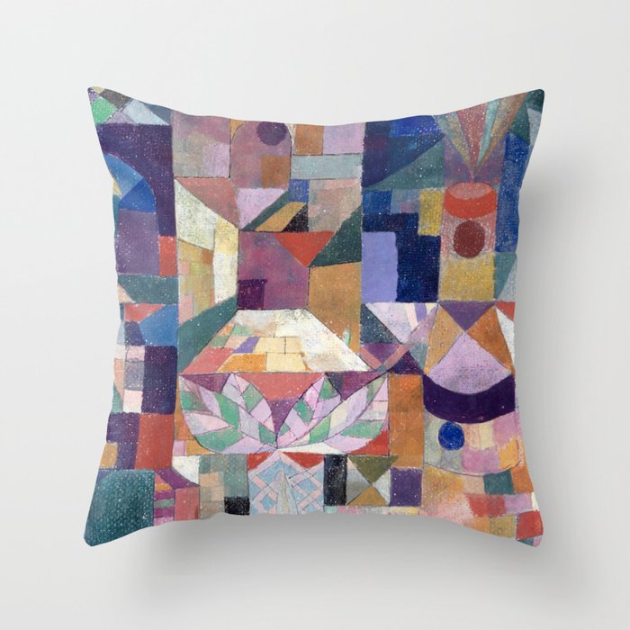 Blue Geometric Cubist Abstract Desin Throw Pillow Gallery Image 1