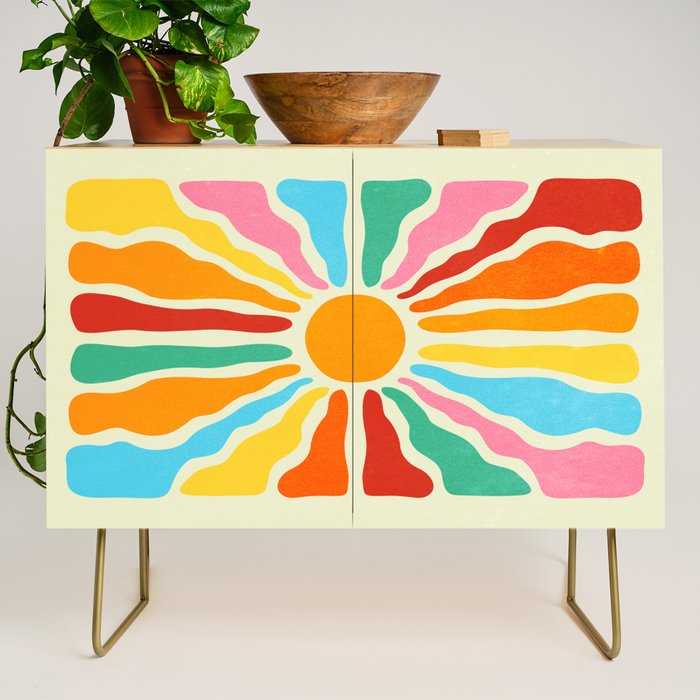 Retro Sun Waves: Rainbow Edition Credenza Gallery Image 1