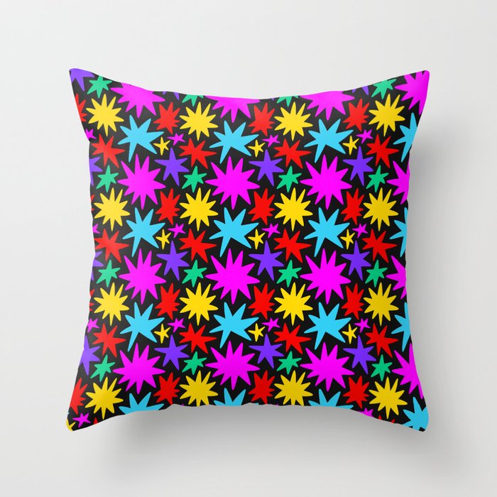 Fun colorful abstract star shape pattern Throw Pillow Gallery Image 6