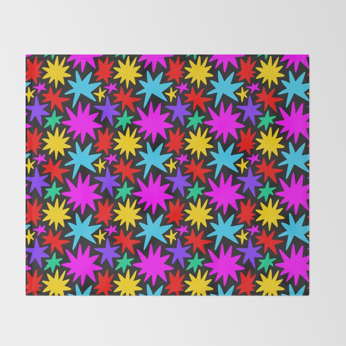 Fun colorful abstract star shape pattern Throw Blanket Gallery Image 2