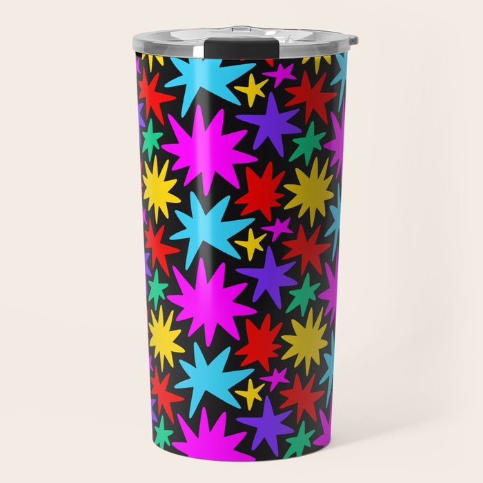 Fun colorful abstract star shape pattern Travel Mug Gallery Image 1