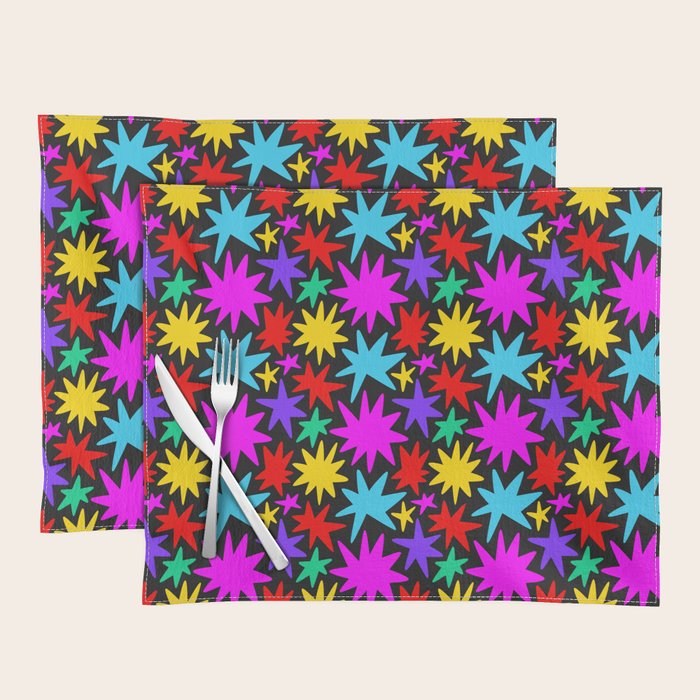 Fun colorful abstract star shape pattern Placemat Gallery Image 1