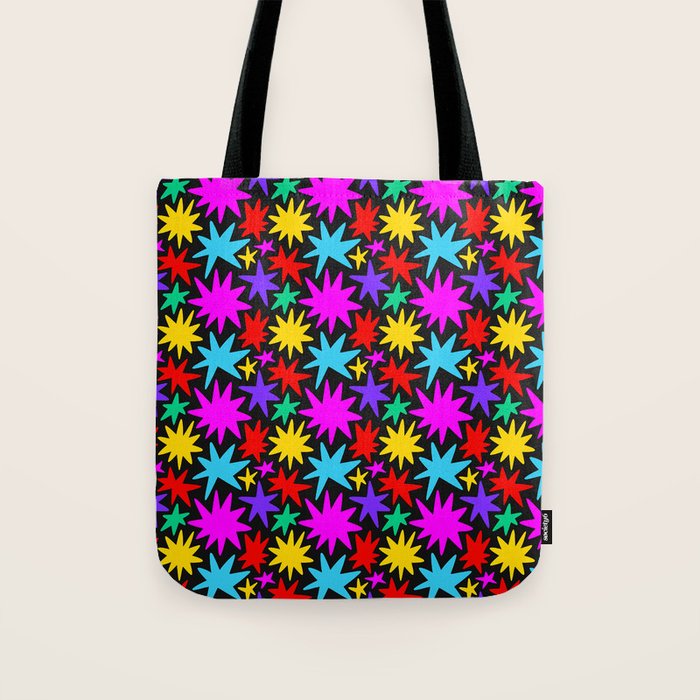Fun colorful abstract star shape pattern Tote Bag Gallery Image 1