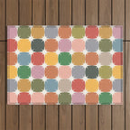 Retro Festive Sparkle Colorful Checker Outdoor Rug Gallery Image 1