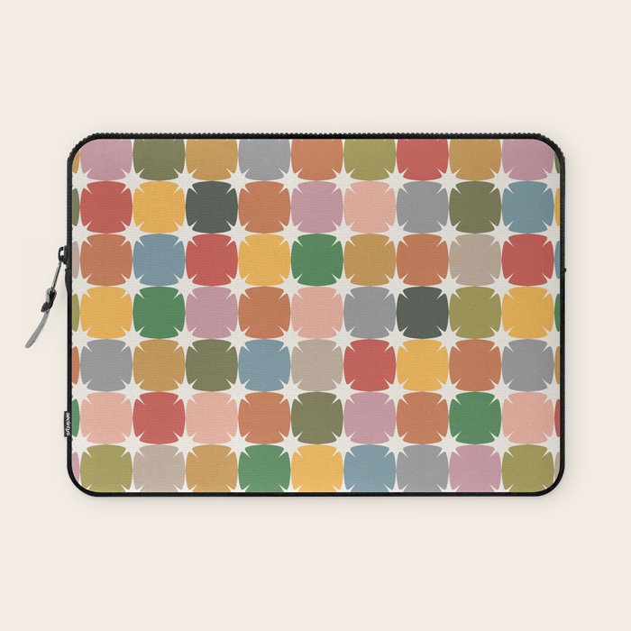 Retro Festive Sparkle Colorful Checker Laptop Sleeve Gallery Image 1