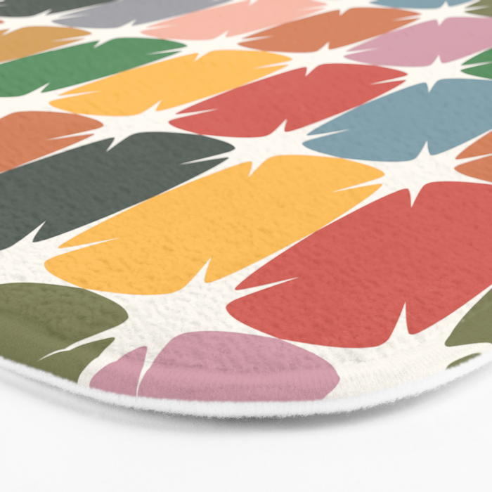 Retro Festive Sparkle Colorful Checker Bath Mat Gallery Image 3
