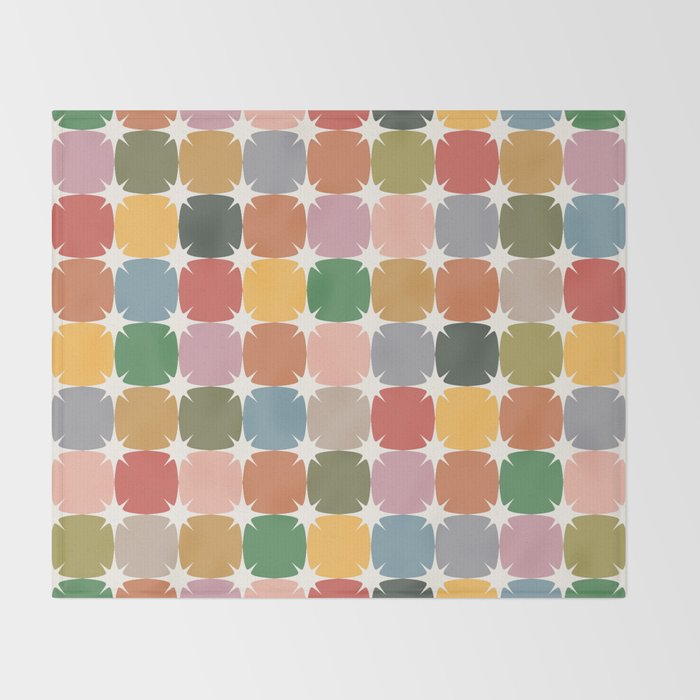 Retro Festive Sparkle Colorful Checker Throw Blanket Gallery Image 2