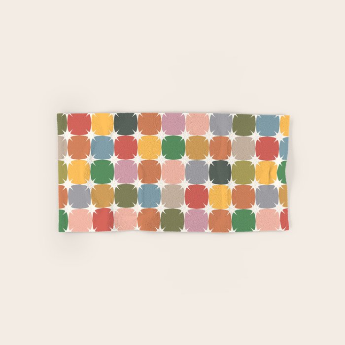Retro Festive Sparkle Colorful Checker Bath Towel Gallery Image 1