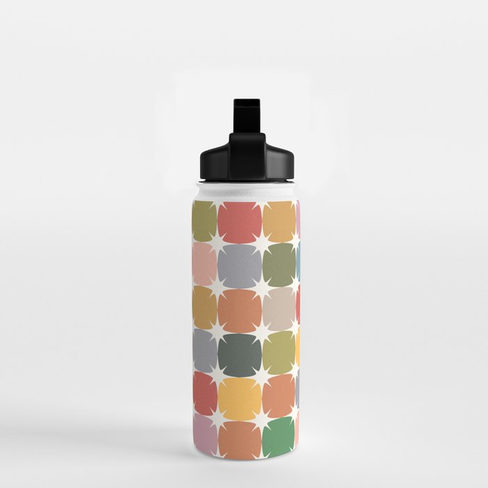 Retro Festive Sparkle Colorful Checker Water Bottle Gallery Image 2