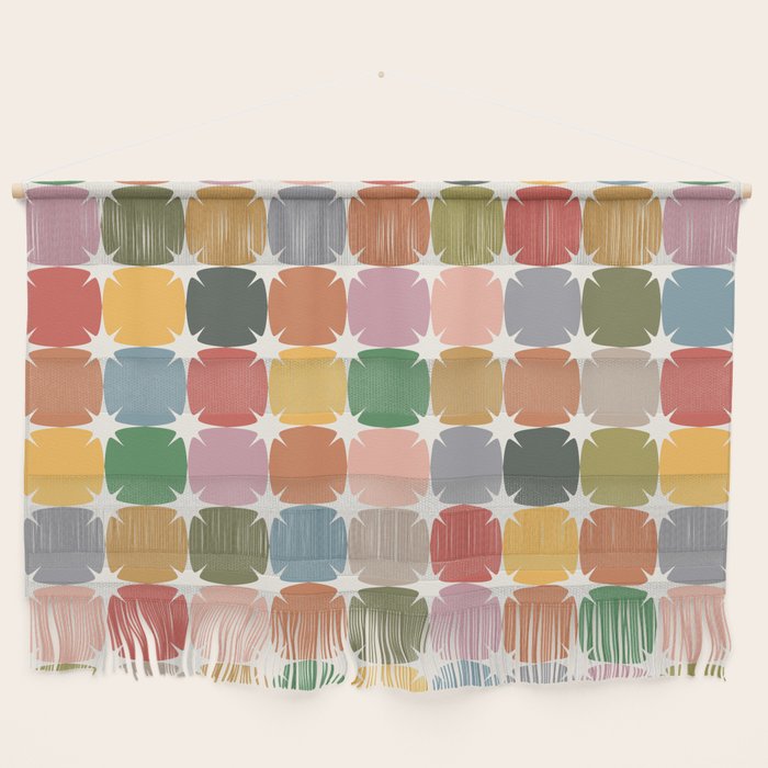 Retro Festive Sparkle Colorful Checker Wall Hanging Gallery Image 1