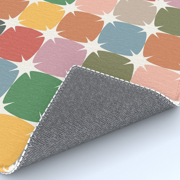 Retro Festive Sparkle Colorful Checker Rug Gallery Image 4