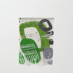 Fun Mid Century Modern Abstract Minimalist Olive Green Rings Grey Black Accent Wall Hanging Gallery Image 1