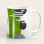Fun Mid Century Modern Abstract Minimalist Olive Green Rings Grey Black Accent Coffee Mug Gallery Image 1
