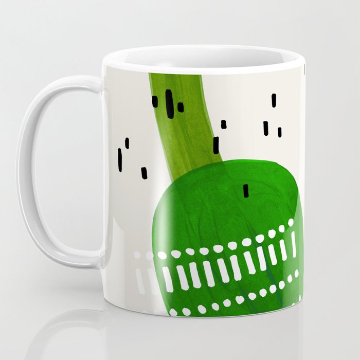 Fun Mid Century Modern Abstract Minimalist Olive Green Rings Grey Black Accent Coffee Mug Gallery Image 3