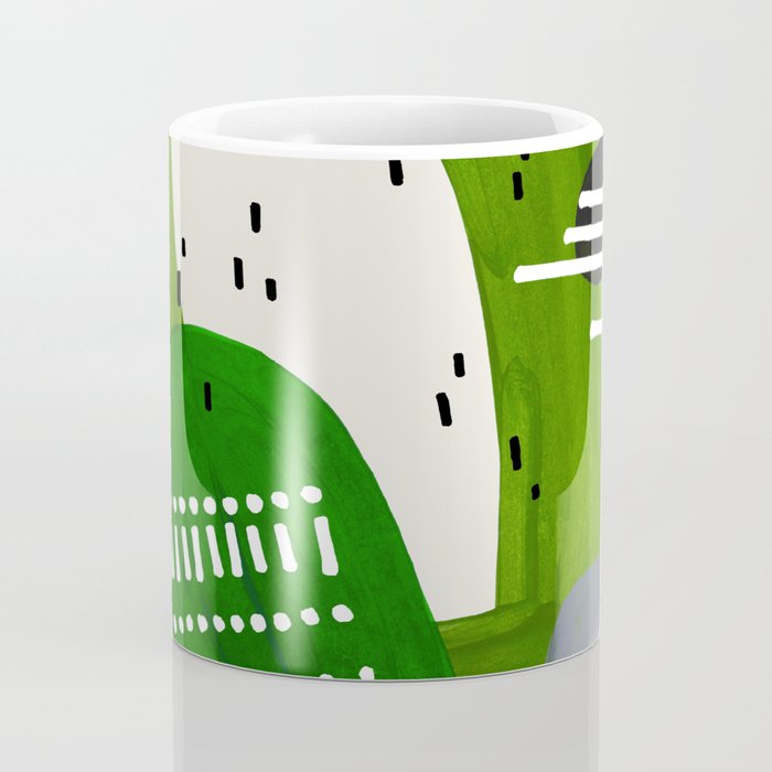 Fun Mid Century Modern Abstract Minimalist Olive Green Rings Grey Black Accent Coffee Mug Gallery Image 4