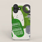 Fun Mid Century Modern Abstract Minimalist Olive Green Rings Grey Black Accent iPhone Case Gallery Image 1