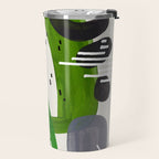 Fun Mid Century Modern Abstract Minimalist Olive Green Rings Grey Black Accent Travel Mug Gallery Image 2
