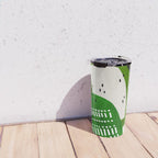 Fun Mid Century Modern Abstract Minimalist Olive Green Rings Grey Black Accent Travel Mug Gallery Image 4