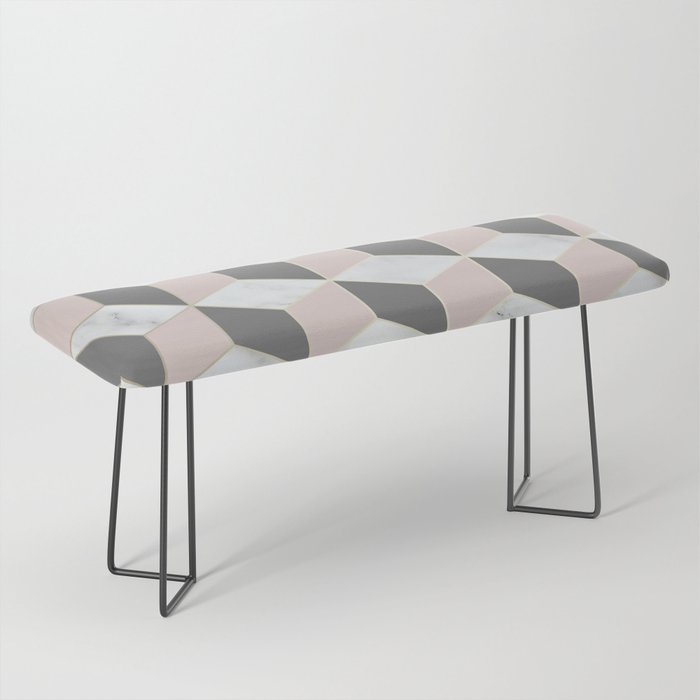 Geometric Art, Marble, Blush Pink, Gray, Abstract Art Bench Gallery Image 1