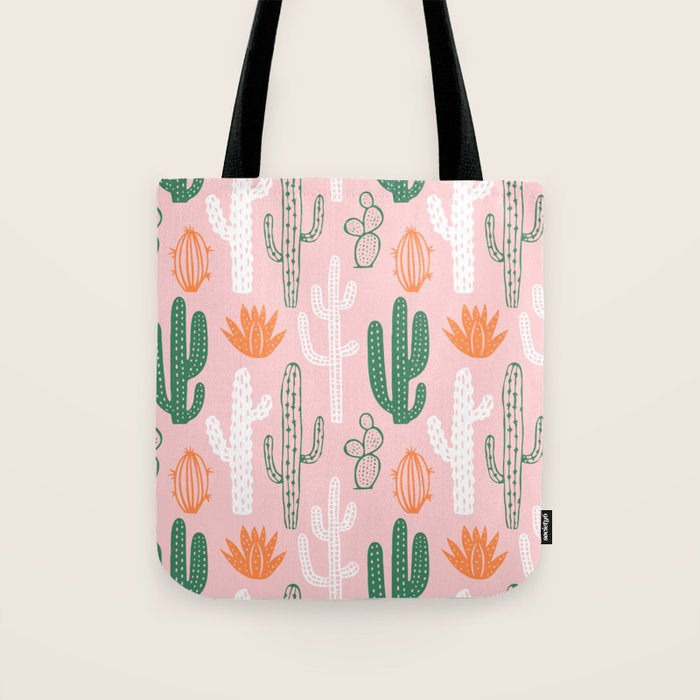 Retro hand drawn cactus plant pattern Tote Bag Gallery Image 1