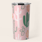 Retro hand drawn cactus plant pattern Travel Mug Gallery Image 1