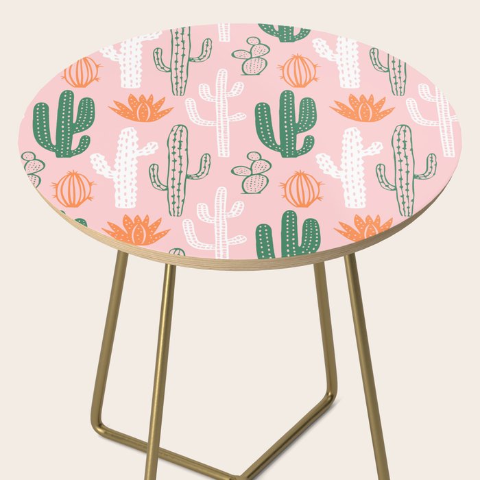 Retro hand drawn cactus plant pattern Side Table Gallery Image 2