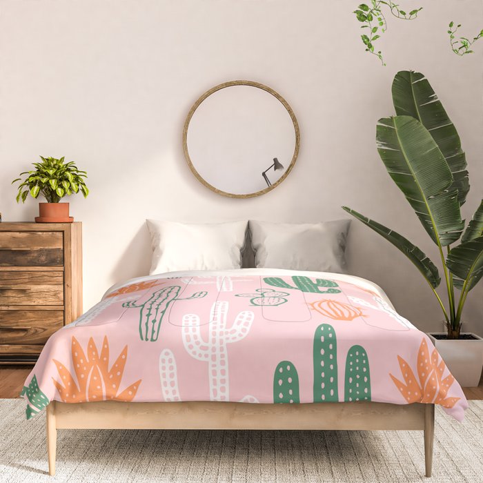 Retro hand drawn cactus plant pattern Comforter Gallery Image 3