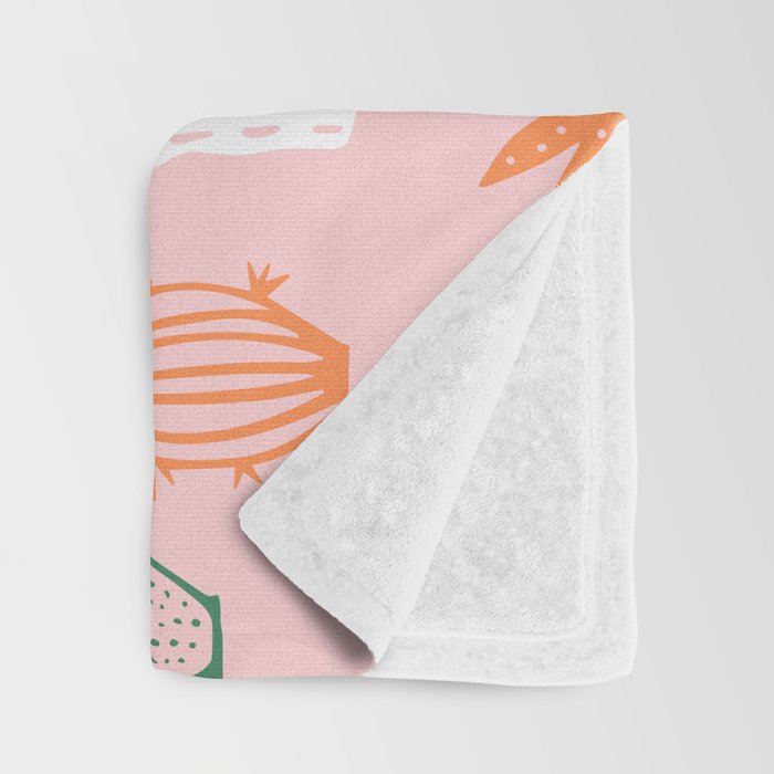 Retro hand drawn cactus plant pattern Throw Blanket Gallery Image 3