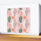 Retro hand drawn cactus plant pattern Wall Mural Gallery Image 2