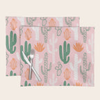 Retro hand drawn cactus plant pattern Placemat Gallery Image 1