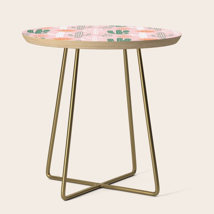 Retro hand drawn cactus plant pattern Side Table Gallery Image 1