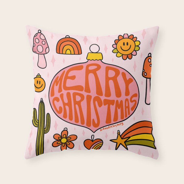 Vintage Merry Christmas Throw Pillow Gallery Image 1