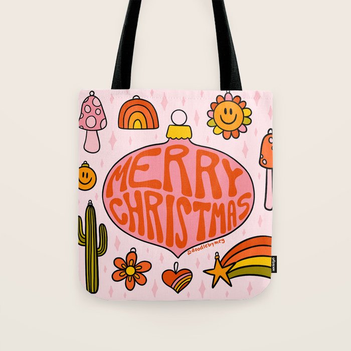 Vintage Merry Christmas Tote Bag Gallery Image 1