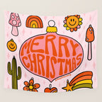 Vintage Merry Christmas Wall Tapestry Gallery Image 4