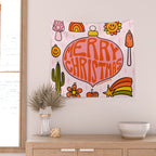 Vintage Merry Christmas Wall Tapestry Gallery Image 2
