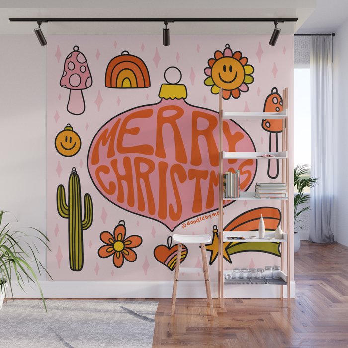 Vintage Merry Christmas Wall Mural Gallery Image 1