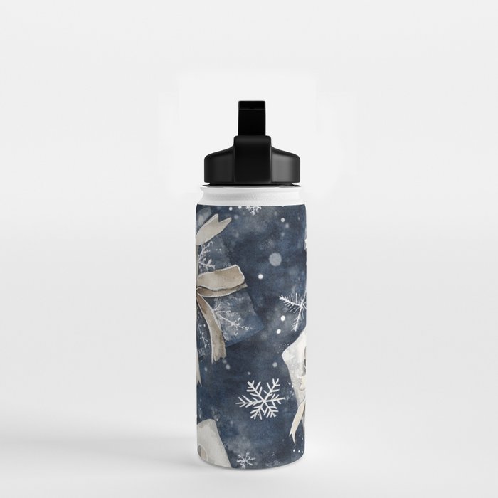 Christmas Winter Gifts Presents Watercolor Illustration Water Bottle Gallery Image 2