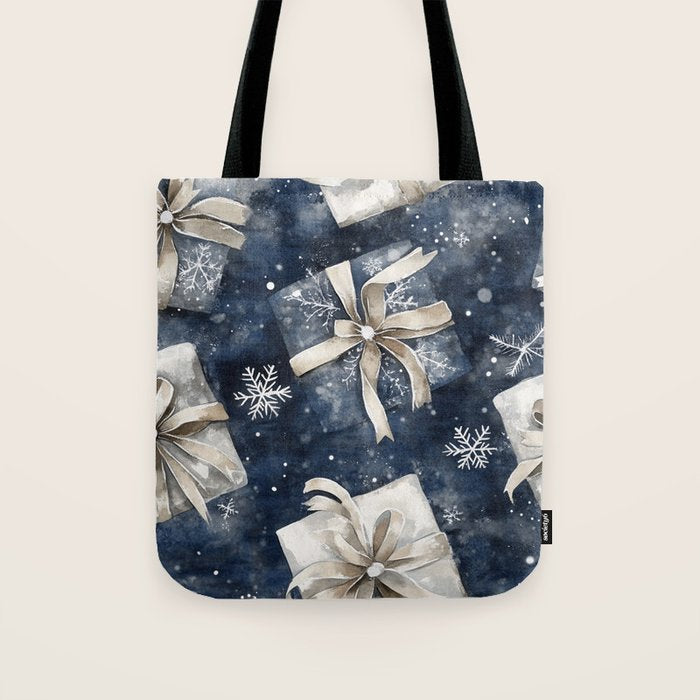 Christmas Winter Gifts Presents Watercolor Illustration Tote Bag Gallery Image 1